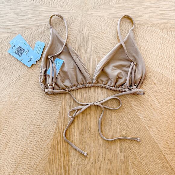 L*Space Bikini Top Womens Large Camel Brittany Ribbed Triangle Cut Swimwear NWT - Picture 6 of 6